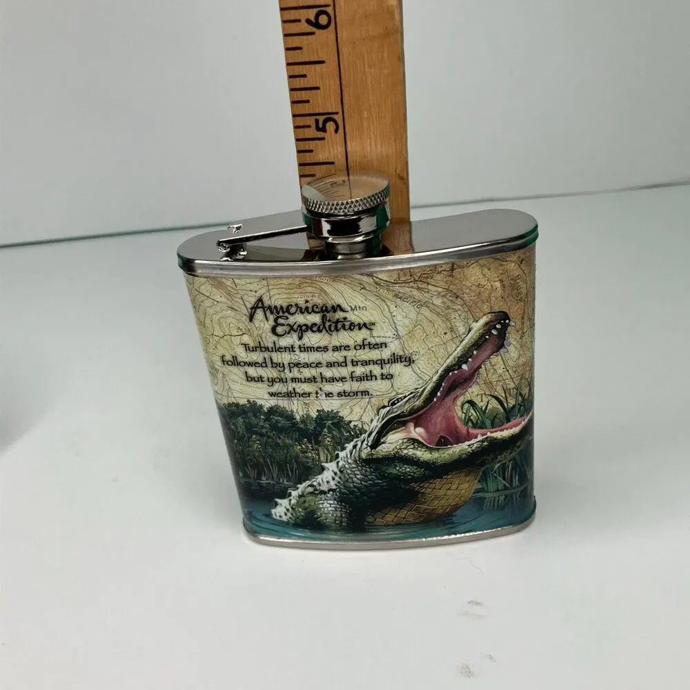 American Expedition Hip Flask Alligator Stainless Steel No Funnel
